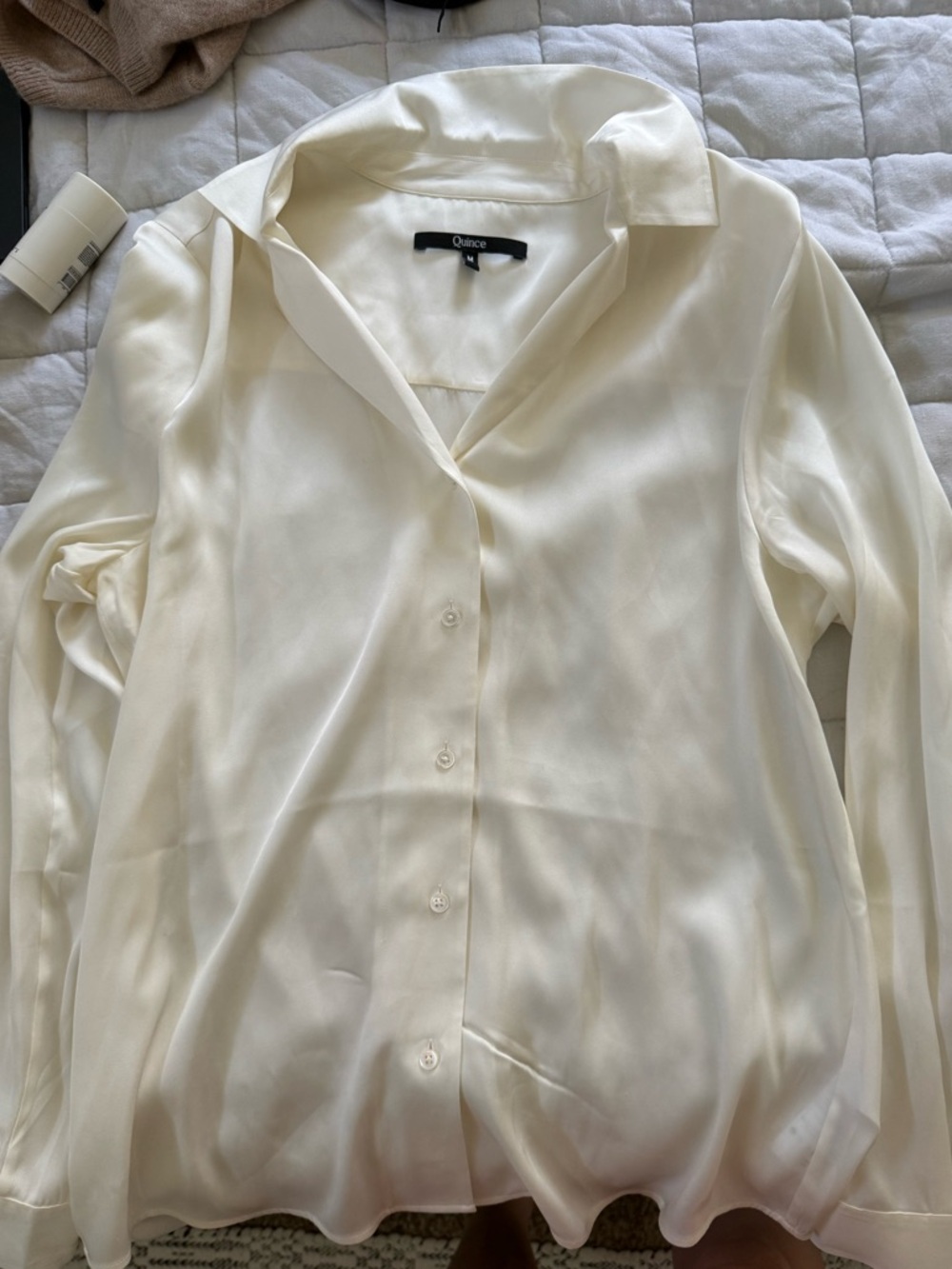 Quince Silk Button-Up Blouse in Ivory